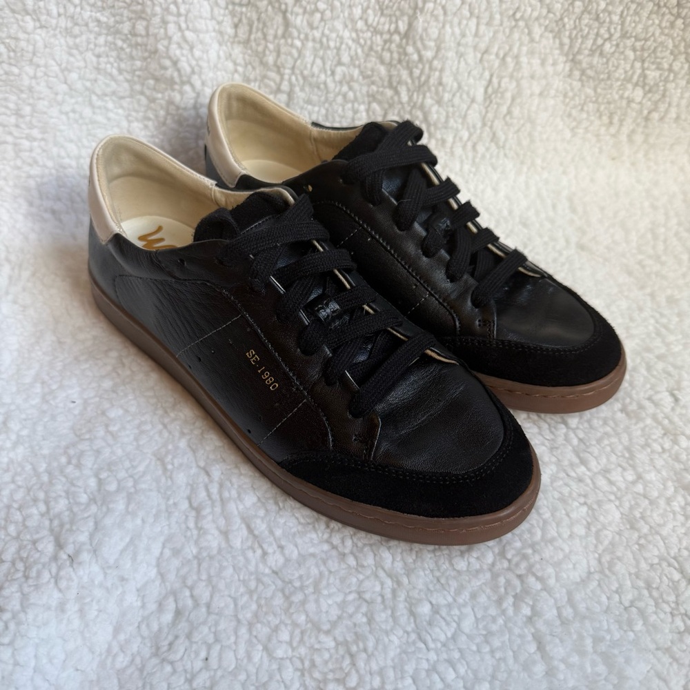 Sam Edelman Josi Leather Retro Black Women’s Sneakers, US 6.5